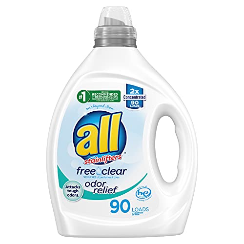 0072613471362 - ALL ALL LIQUID LAUNDRY DETERGENT, FREE CLEAR, ODOR RELIEF, HYPOALLERGENIC, 2X CONCENTRATED, 90 LOADS, 80.1, 80.1 FL OZ