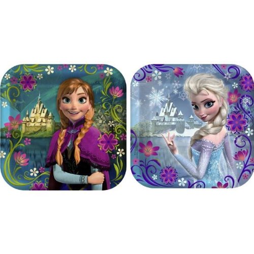 0726528321037 - DISNEYS FROZEN PARTY 7X7 SQUARE CAKE/DESSERT PLATES, PACK OF 8, ASSORTED