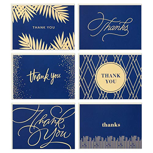 0726528420754 - HALLMARK THANK YOU CARDS ASSORTMENT, GOLD AND NAVY (120 THANK YOU NOTES WITH ENVELOPES FOR WEDDING, BRIDAL SHOWER, BABY SHOWER, BUSINESS, GRADUATION)