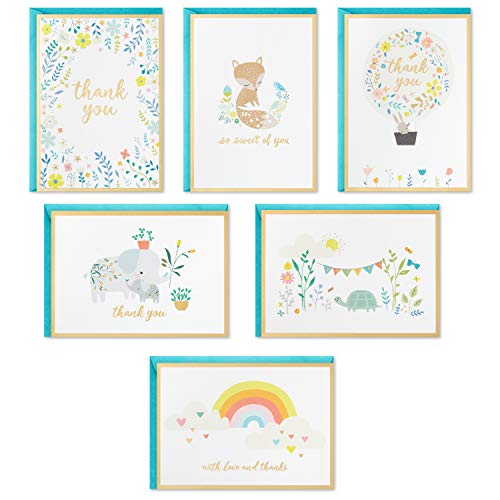 0726528428880 - HALLMARK BABY SHOWER THANK YOU CARDS ASSORTMENT, ANIMALS AND FLOWERS (24 CARDS WITH ENVELOPES FOR BABY BOY OR BABY GIRL) ELEPHANT, FOX, RABBIT