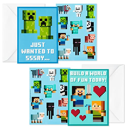 0726528442756 - HALLMARK KIDS MINECRAFT VALENTINES DAY CARDS AND STICKERS ASSORTMENT (24 CLASSROOM CARDS WITH ENVELOPES)