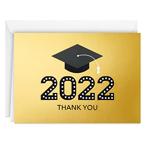 0726528452618 - HALLMARK 2022 GRADUATION THANK YOU CARDS, GOLD GRADUATION CAP (40 THANK YOU NOTES WITH ENVELOPES)