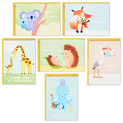 0726528455503 - HALLMARK BABY SHOWER THANK YOU CARDS ASSORTMENT, BABY ANIMALS (48 CARDS AND ENVELOPES—STORK, GIRAFFES, KOALAS, OCTOPUS, FOX, HEDGEHOGS)