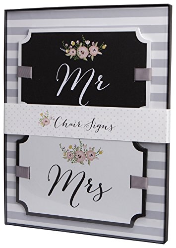 0726541330252 - C.R. GIBSON TRUE LOVE WEDDING CHAIR SIGNS, MR. AND MRS., SET OF 2