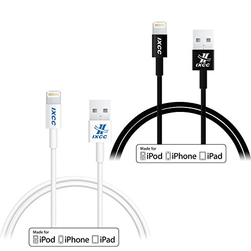 0726670381064 - IXCC ELEMENT SERIES 3-FEET 8PIN LIGHTNING TO USB CHARGE AND SYNC CABLE FOR IPHONE 5/6/6S/PLUS/IPAD MINI/AIR/PRO - 2 PACK - BLACK/WHITE (APPLE MFI CERTIFIED)