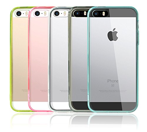 0726670381354 - IXCC PILOT SERIES APPLE IPHONE 5/5S/SE VALUE PACK COMBO 5PC SLIM THIN TRANSPARENT TPU COVER CASE WITH CRYSTAL CLEAR BACK PLATE AND RUBBER BUMPER