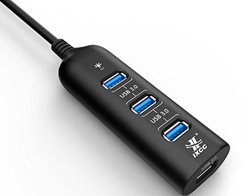 0726670381460 - IXCC ® 4 PORT USB 3.0 HUB FOR MACBOOK AIR, SURFACE PRO, AND WINDOWS 8 TABLET / BLACK BUS-POWERED SUPER SPEED COMPACT HUB
