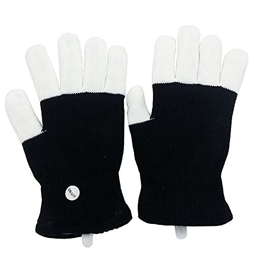 7266831016976 - SHANHAI LED COLORFUL FLASHING FINGER LIGHTING COTTON GLOVES 6 MODES 7 COLORS DANCE HALLS/ BARS/ STAGE PERFORMANCES FLASHY MITTS FOR YOUTH & ADULT (1 PAIR) BLACK 8.7
