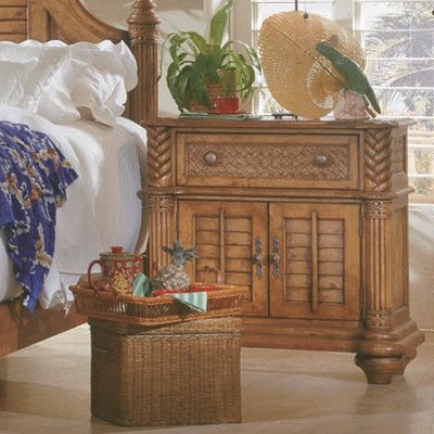 0726692141936 - PALM COURT ISLAND PINE BEDSIDE CHEST 2-DRAWER NIGHTSTAND