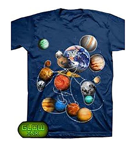 7269224253927 - DISNEY MICKEY MOUSE PLANET GLOW UNISEX ADULT FASHION TOP TEE SHIRT