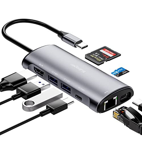 0726954445802 - USB C HUB, KUBAGER 8 IN 1 USB C TO 4K@60HZ HDMI ADAPTER WITH 1000M ETHERNET, 2 USB 3.1, USB-C 3.1, 100W PD, SD/TF CARD READER, COMPATIBLE FOR MACBOOK PRO/AIR/IPAD PRO/XPS
