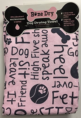 0072724430197 - BONE DRY DOG MICROFIBER DRYING TOWEL PET COMMANDS (PINK)