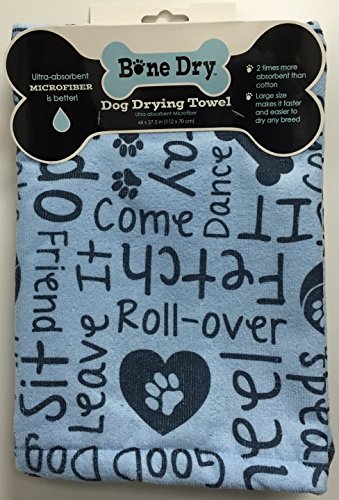 0072724430203 - BONE DRY DOG MICROFIBER DRYING TOWEL PET COMMANDS (BLUE)