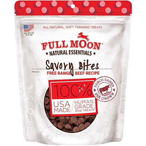 0072745975554 - FULL MOON ALL NATURAL HUMAN GRADE DOG TREATS, ESSENTIAL BEEF SAVORY BITES, 14 OUNCE