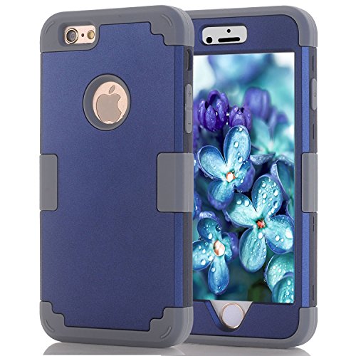 0727670792560 - IPHONE 6 CASE, IPHONE 6 4.7 CASE, 3 IN 1 COMBO TUFF HYBRID SHOCKPROOF CASE COVER PROTECTOR FOR IPHONE 6 4.7 INCH (BLUE+GRAY)