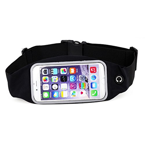 0727670824797 - SPORT WAIST BAG SCREEN TOUCHING RUNNING BELT POUCH MOBILE PHONE HOLDER WITH ZIPPER FOR IPHONE 6,6S,6PLUS,6SPLUS,SAMSUNG GALAXY S5,S6,S7,EDGE,NOTE5,LG G5 WITH WATERPROOF CASE -4 COLORS (BLACK 4.7'')