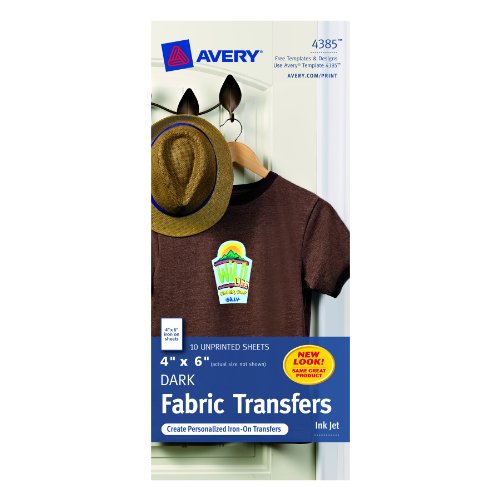 0072782043858 - AVERY T-SHIRT TRANSFERS FOR INKJET PRINTERS, 4 X 6-INCHES, PACK OF 10