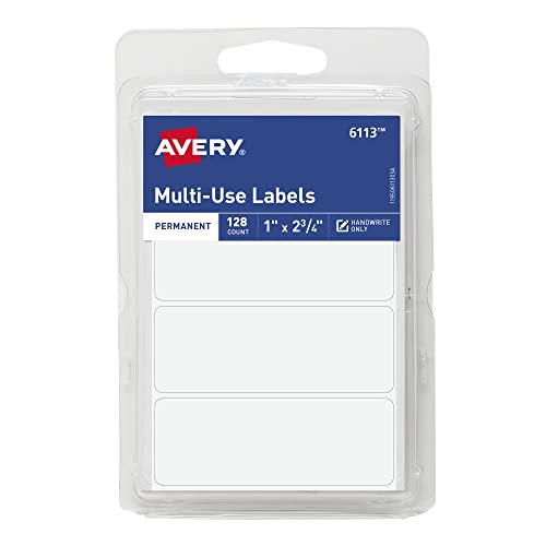 0072782061135 - AVERY ALL-PURPOSE LABELS, 1 X 2.75 INCHES, WHITE, PACK OF 128