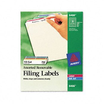 0072782064662 - AVERY REMOVABLE 2/3 X 3 7/16 FILE FOLDER LABELS 750 PACK
