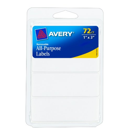 0072782067281 - AVERY REMOVABLE LABELS, RECTANGULAR, 1 X 3 INCH, WHITE, PACK OF 72