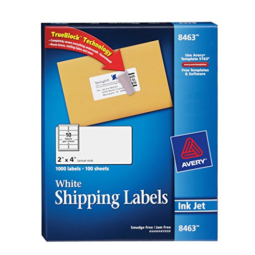 0072782084639 - AVERY(R) WHITE INKJET SHIPPING LABELS, 2IN. X 4IN., BOX OF 1,000