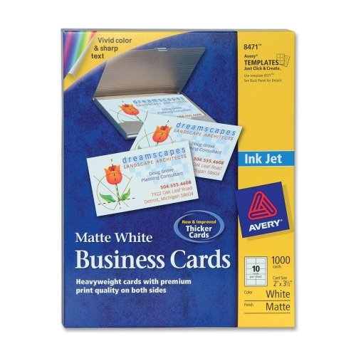 0072782084714 - AVERY BUSINESS CARD - A8 - 2 X 3.50 - MATTE - 1000 / BOX - WHITE PRODUCT CATEGORY: SUPPLIES/PRINTING MEDIA