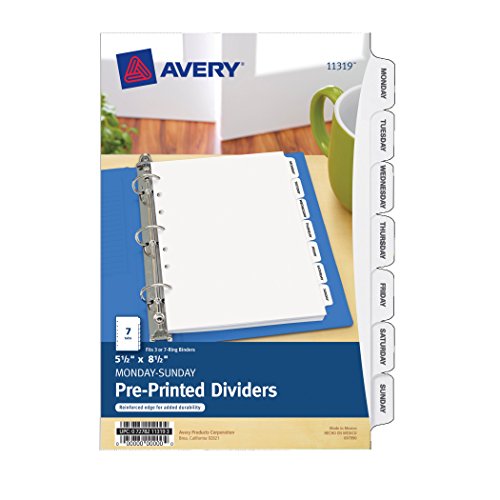 0072782113193 - AVERY(R) DAYS OF THE WEEK DURABLE DIVIDERS, 5 1/2IN. X 8 1/2IN., PACK OF 7