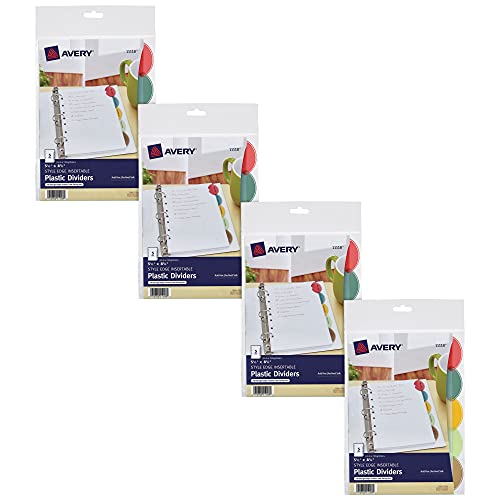 0072782211189 - AVERY INSERTABLE STYLE EDGE PLASTIC MINI DIVIDERS FOR 3 RING BINDERS, 5.5 X 8.5, 5-TAB SETS, MULTICOLOR, 4 BINDER DIVIDER SETS