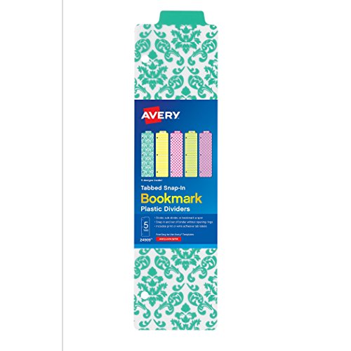 0072782249090 - AVERY TABBED SNAP-IN BOOKMARK PLASTIC DIVIDERS, 5-TAB, 1 SET