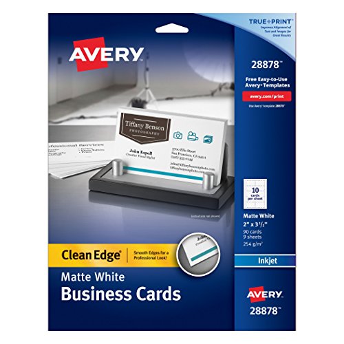 0072782288785 - AVERY(R) CLEAN-EDGE BUSINESS CARDS, 3 1/2IN. X 2IN., MATTE WHITE, PACK OF 90