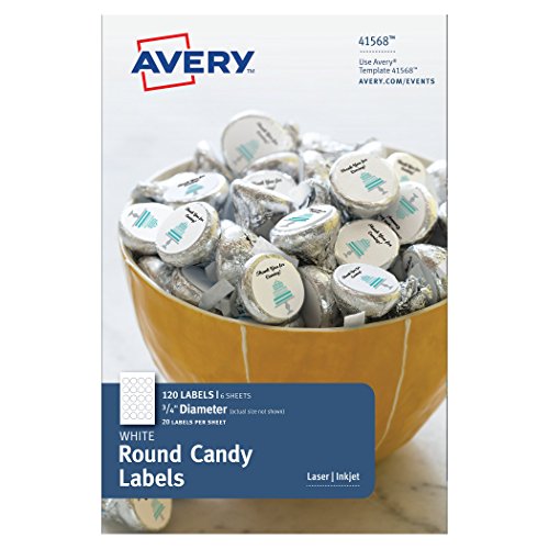 0072782415686 - AVERY CANDY & CHOCOLATE DROP LABELS, FITS HERSHEY'S KISSES, 3/4 INCH, 120 ROUND LABELS