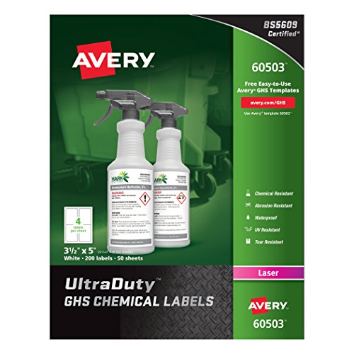 0072782605032 - AVERY(R) ULTRADUTY(TM) GHS CHEMICAL LABELS, 3 1/2IN. X 5IN., WHITE, BOX OF 200