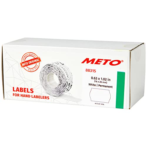 0072782883157 - METO PRICE GUN LABELS, WHITE 0.63 X 1.02 (16 X 26MM) LABELS, 6 ROLLS FOR 6,000 LABELS TOTAL, PERMANENT ADHESIVE, FOR METO CLASSIC M PRICE GUNS, DOUBLE-LINE PRINTING