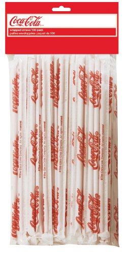 0727875074621 - TABLECRAFT COCA-COLA CC327 WRAPPED PLASTIC DRINKING STRAWS, 100-PACK