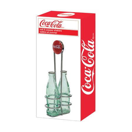 0727875090362 - TABLECRAFT COCA-COLA CC339N SALT AND PEPPER SHAKER SET WITH CHROME PLATED METAL RACK