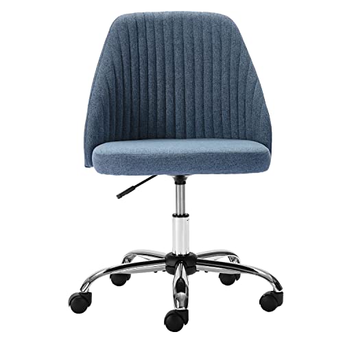 0727977226201 - HOME OFFICE CHAIR, MID-BACK ARMLESS TWILL FABRIC ADJUSTABLE SWIVEL TASK CHAIR FOR SMALL SPACE, LIVING ROOM, MAKE-UP, STUDYING