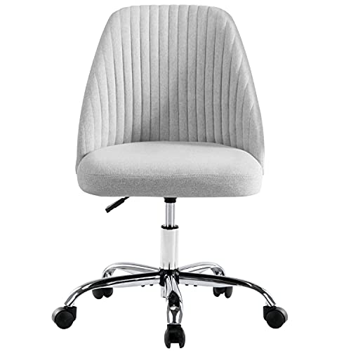 0727977226928 - HOME OFFICE CHAIR, MID-BACK ARMLESS TWILL FABRIC ADJUSTABLE SWIVEL TASK CHAIR FOR SMALL SPACE, LIVING ROOM, MAKE-UP, STUDYING
