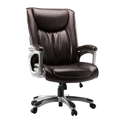 0727977229486 - OFFICE CHAIR, ERGONOMIC BIG AND TALL DESK CHAIR, EXECUTIVE HIGH BACK SWIVEL CHAIR, PU LEATHER