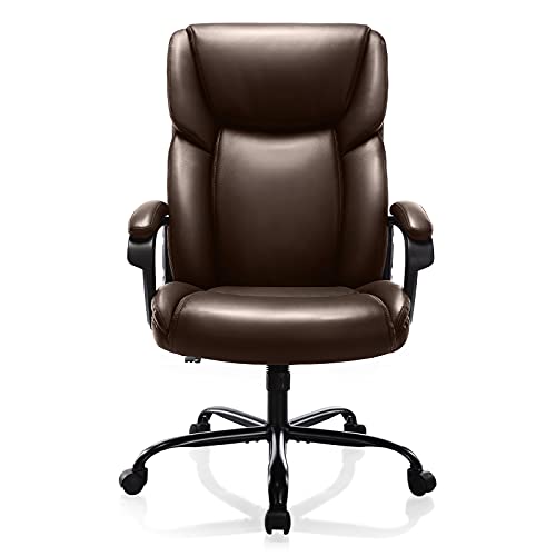 0727977229585 - EXECUTIVE OFFICE DESK CHAIR HIGH BACK ADJUSTABLE ERGONOMIC MANAGERIAL ROLLING SWIVEL TASK CHAIR COMPUTER PU LEATHER HOME OFFICE DESK CHAIRS WITH LUMBAR SUPPORT, NUT BROWN