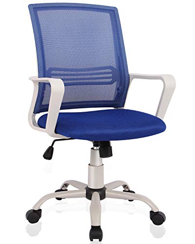 0727977230307 - ERGONOMIC OFFICE CHAIR, HOME OFFICE DESK CHAIR MID-BACK COMPUTER CHAIR MESH SWIVEL TASK CHAIR WITH WHEELS AND ARMRESTS, LIGHT BLUE