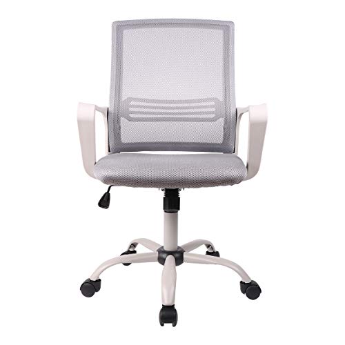 0727977230659 - OFFICE CHAIR, ERGONOMIC OFFICE CHAIR LUMBAR SUPPORT HOME OFFICE DESK CHAIR COMPUTER CHAIR MESH SWIVEL CHAIR TASK CHAIR STUDY CHAIR MID BACK OFFICE CHAIR WITH WHEELS AND ARMS, ADJUSTABLE HEIGHT, GREY