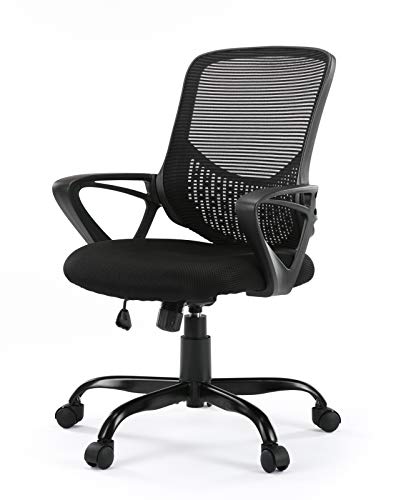 0727977230819 - ERGONOMIC OFFICE CHAIR, ROLLING CHAIR SWIVEL CHAIR COMPUTER CHAIR MESH OFFICE CHAIR BACK SUPPORT, ADJUSTABLE HEIGHT, DESK CHAIR WITH WHEELS AND ARMS, LIGHT BLACK