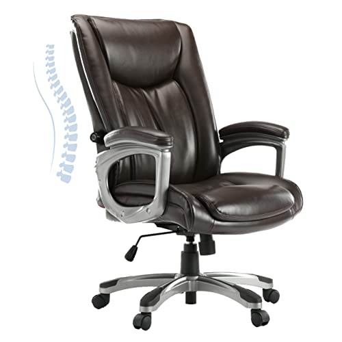 0727977231984 - EXECUTIVE OFFICE CHAIR, ERGONOMIC HOME OFFICE DESK CHAIR ADJUSTABLE MANAGERIAL CHAIRS ROLLING SWIVEL TASK CHAIR LUMBAR SUPPORT HIGH BACK PU LEATHER CHAIR WITH ARMS AND WHEELS, CHOCOLATE