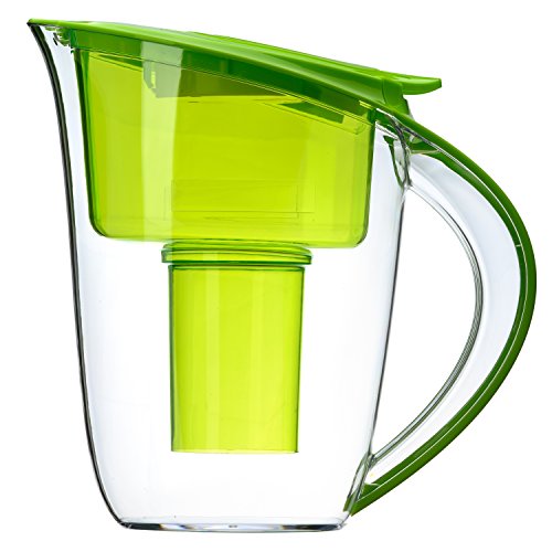 0728044490310 - ALKALINE WATER PITCHER - BEST FOR INSTANTLY FILTERED, CLEAN WATER - 3.5 LITER PURIFIER AND ALKALINITY FILTER, GREEN