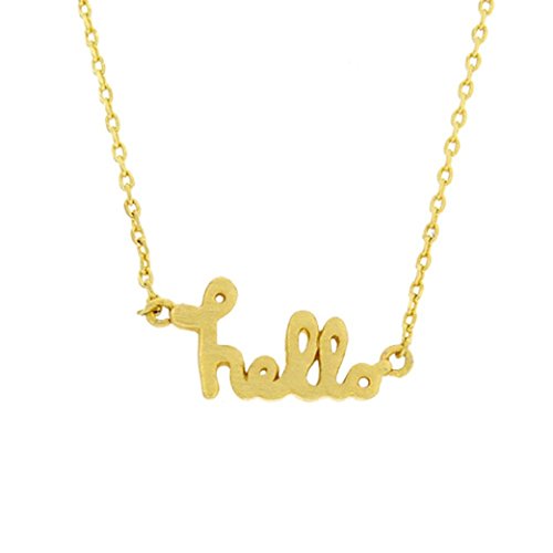 0728110344653 - CROWN HAND MADE BRASS SIMPLE SMALL PENDANT NECKLACE - GREAT GIFT FOR SPECIAL OCCASION. (HELLO GOLD)