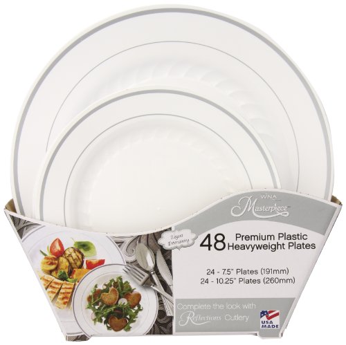 0728131239884 - MASTERPIECE PLASTIC PLATE COMBO PACK, LARGE AND SMALL, 48 COUNT