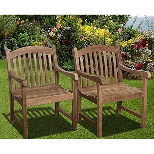 0728295189681 - AMAZONIA MODERN COUNTRY RUSTIC TEAK HARTFORD DURABLE ARMCHAIRS (SET OF 2)