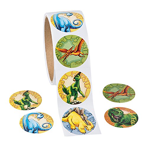 0728295262100 - ROLL OF DINOSAUR STICKERS (100 PACK) 1 1/2