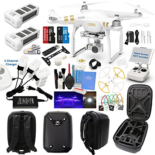 0728303485521 - DJI PHANTOM 3 4K DRONE QUAD COPTER W/ HARDSHELL BACKPACK AND EVERYTHING YOU CAN THINK OF KIT: 1 EXTRA DJI BATTERIES, 1X 64GB SD CARD, SNAP ON PROP GUARDS, SURMIK GIMBAL PROTECTOR AND MORE
