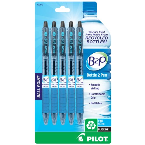 0072838326126 - PILOT B2P - BOTTLE TO PEN - RETRACTABLE BALL POINT PENS MADE FROM RECYCLED BOTTLES, 5 PEN PACK, FINE POINT, BLACK